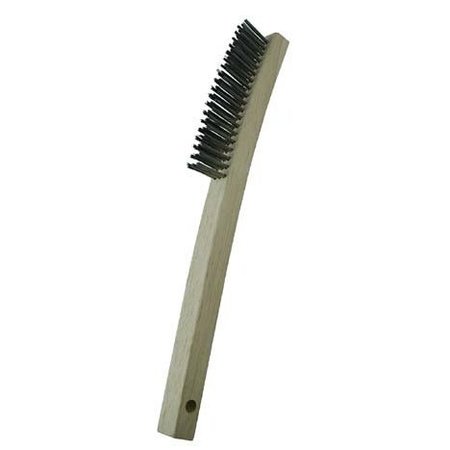 GORDON BRUSH 3 x 19 Row 0.012" SS Wire and 13-3/4" Curved Wood Handle Scratch Brush 403SSG